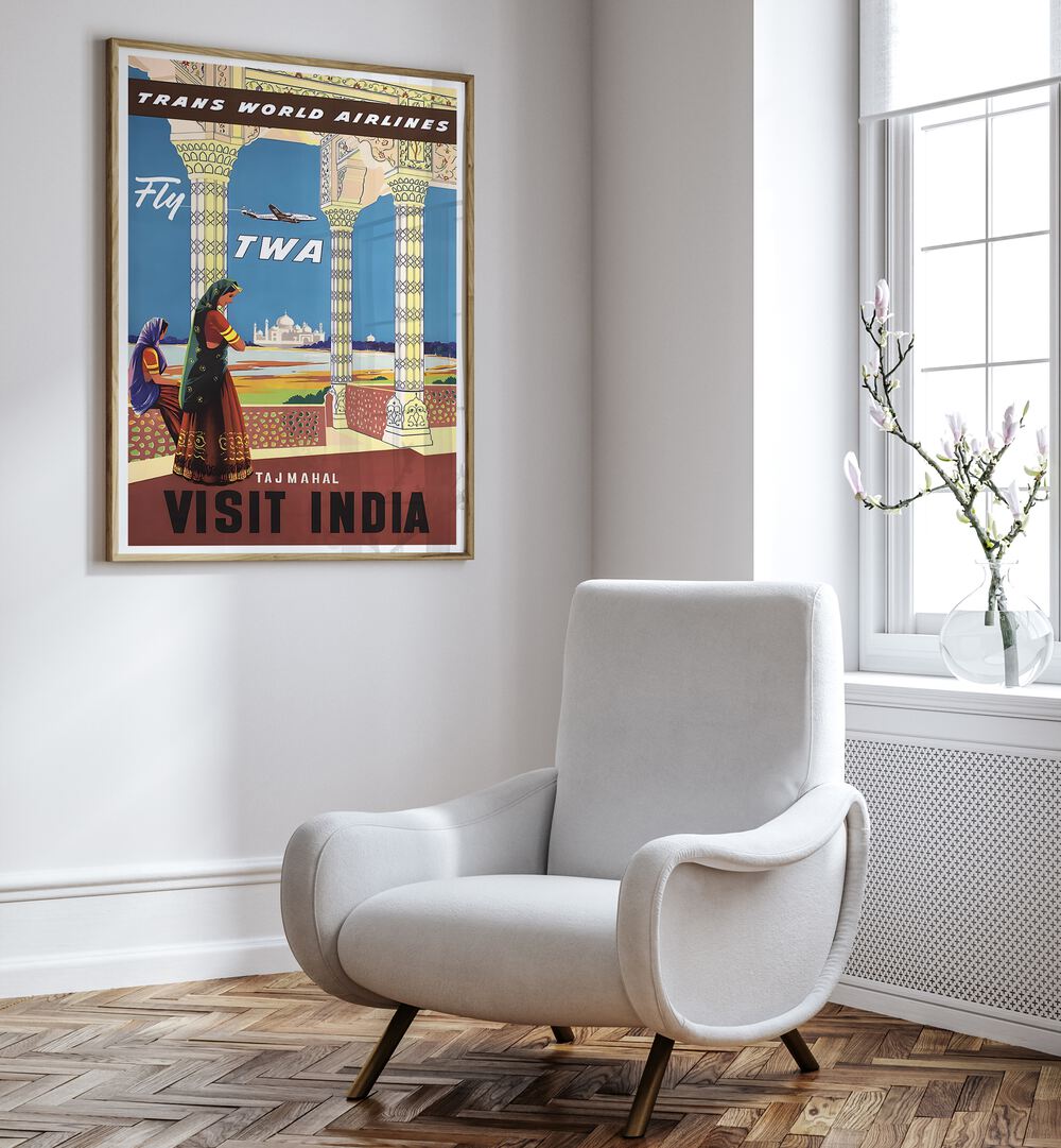 Decorate your space with VISIT TAJ MAHAL, VINTAGE TRAVEL POSTERS showcasing iconic beauty and grandeur.