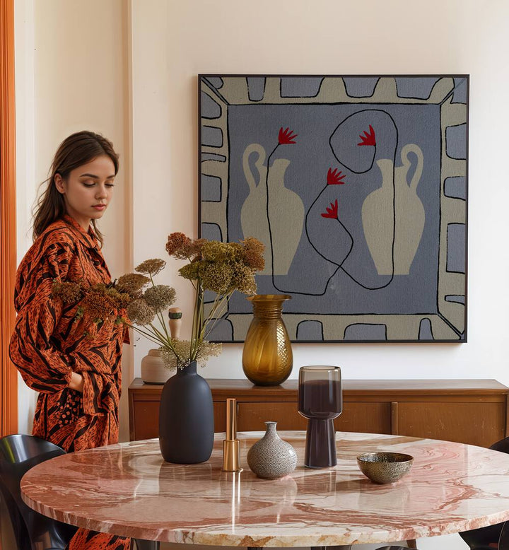 Elegant home decor featuring OUT OF VASE BLOOMS XI, FLORAL FLOWER PAINTINGS, showcasing vibrant floral artistry.