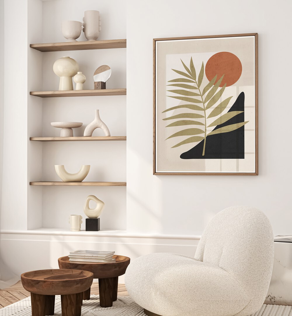 Tropical Leaf Abstract Art, Boho Art Paintings beautifully enhances your space with vibrant, earthy tones and nature-inspired design.
