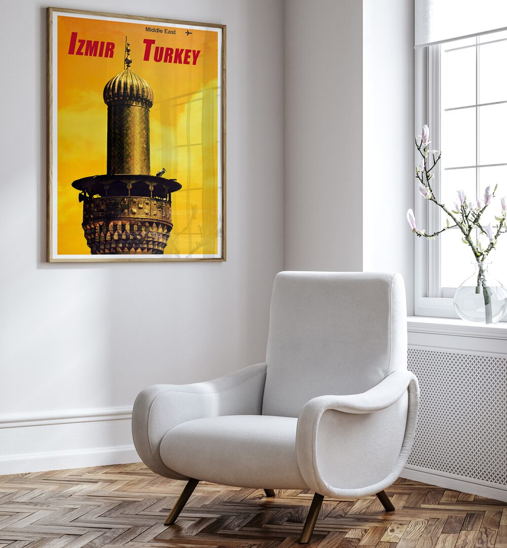 Stylishly framed TURKEY III, VINTAGE TRAVEL POSTERS enhance your space with a glimpse of Turkey's rich culture.