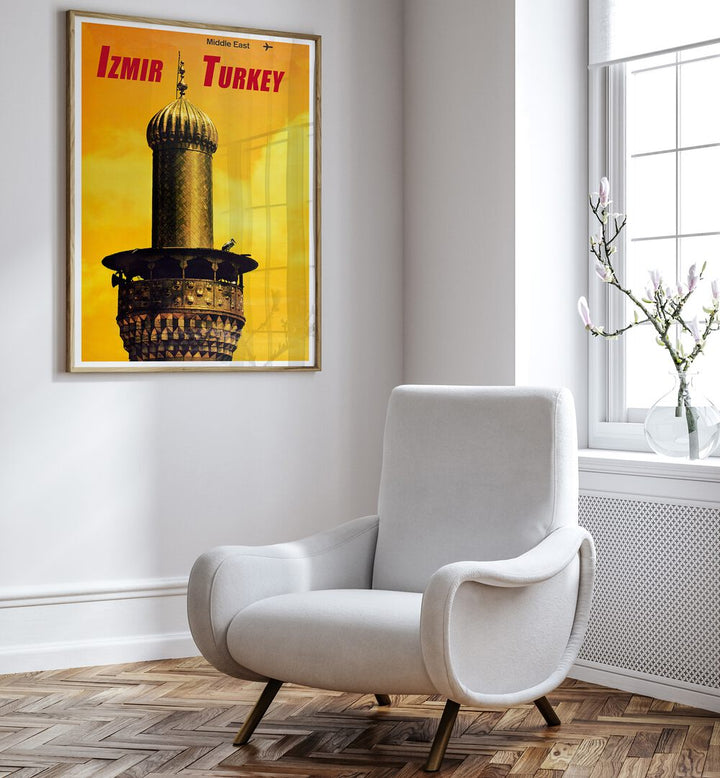 Stylishly framed TURKEY III, VINTAGE TRAVEL POSTERS enhance your space with a glimpse of Turkey's rich culture.