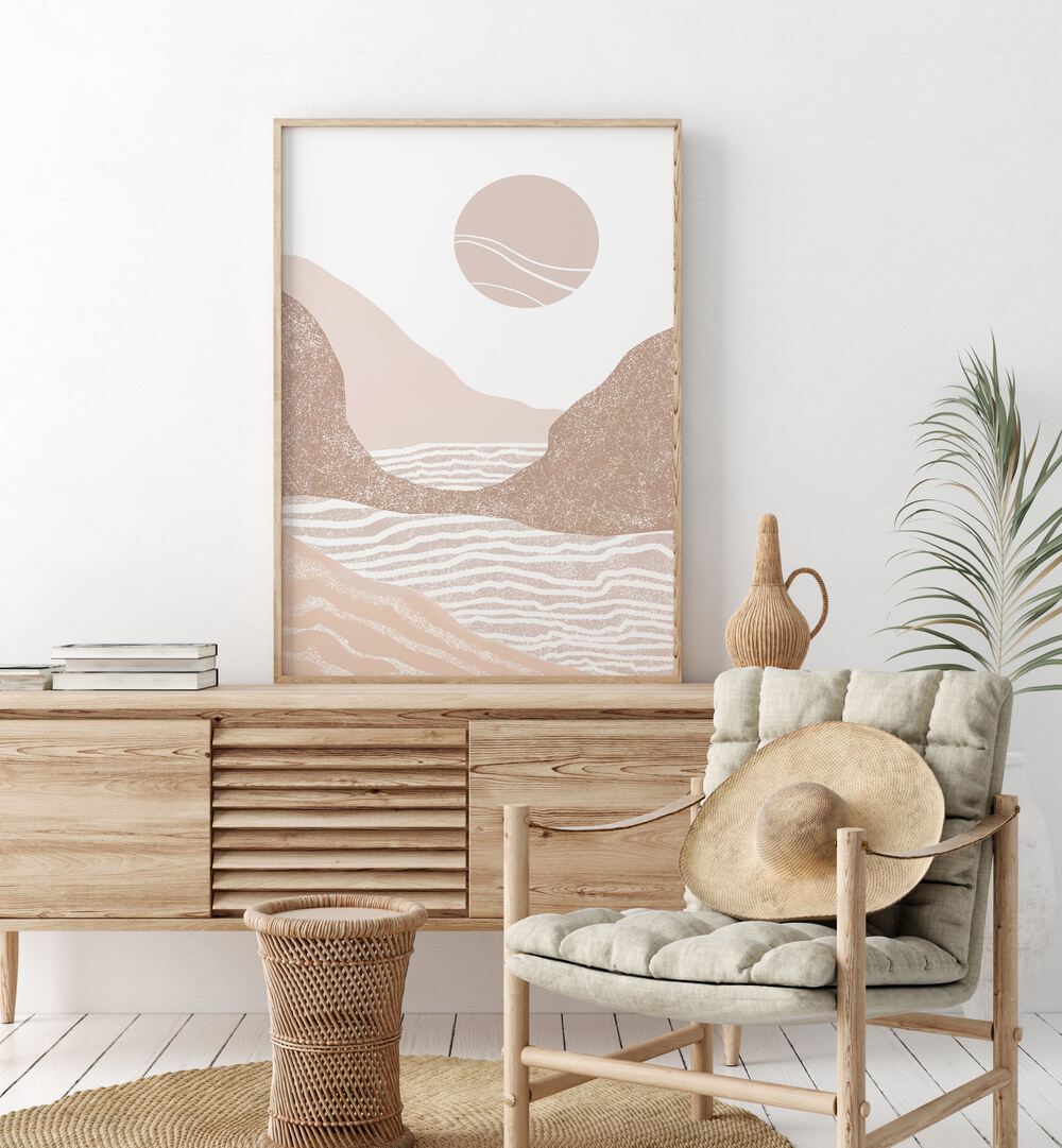 Elevate your space with SUNSET SEASCAPE ART, a perfect piece for your collection of BOHO ART PAINTINGS.