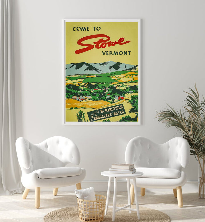 Stunning Vermont Vintage Travel Poster showcasing the charm of Stowe, perfect for home or office decor.
