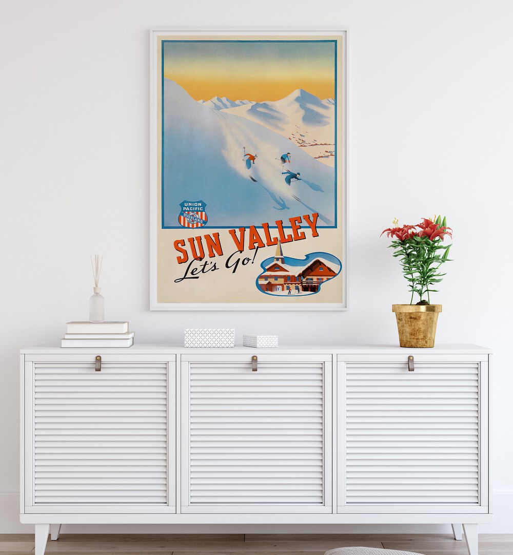 SUN VALLEY, VINTAGE TRAVEL POSTERS showcase stunning art that captures the charm and beauty of Sun Valley landscapes.