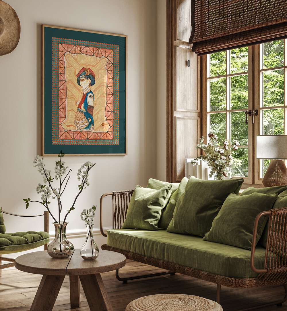 Stylish interior featuring the MARIA II, PORTRAITS artwork, enhancing the cozy atmosphere of the living space.