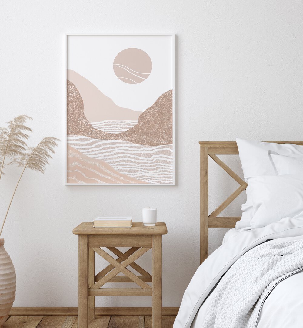 Elegant SUNSET SEASCAPE ART, BOHO ART PAINTINGS enhances your space with warm tones and captivating beachy vibes.