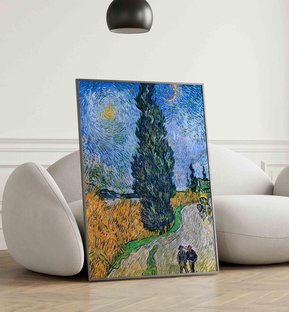 VINCENT VAN GOGH'S ROAD WITH CYPRESS AND STAR (1890) ,  VINTAGE PAINTINGS