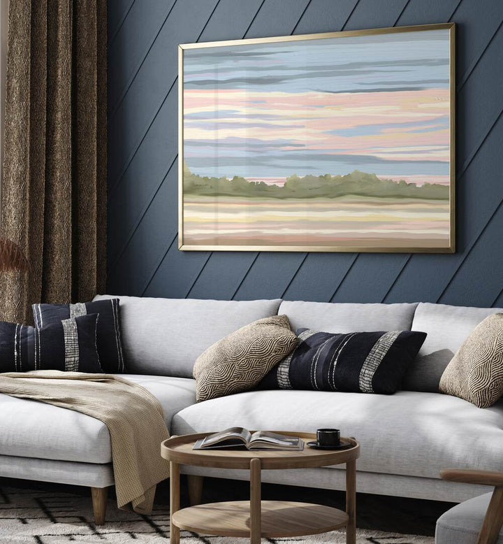 Stylish living room featuring STREAKING, LANDSCAPE PAINTINGS, adding elegance and nature's beauty to your decor.