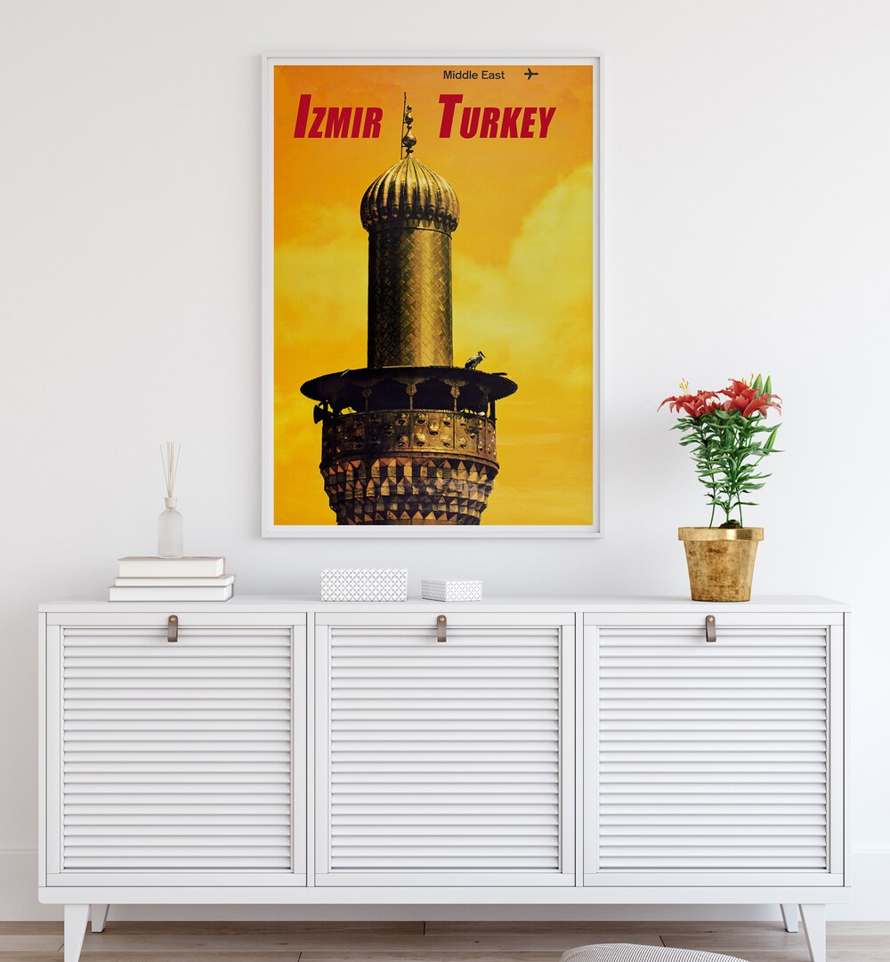 TURKEY III, VINTAGE TRAVEL POSTERS featuring the iconic Izmir minaret, perfect for enhancing your décor.