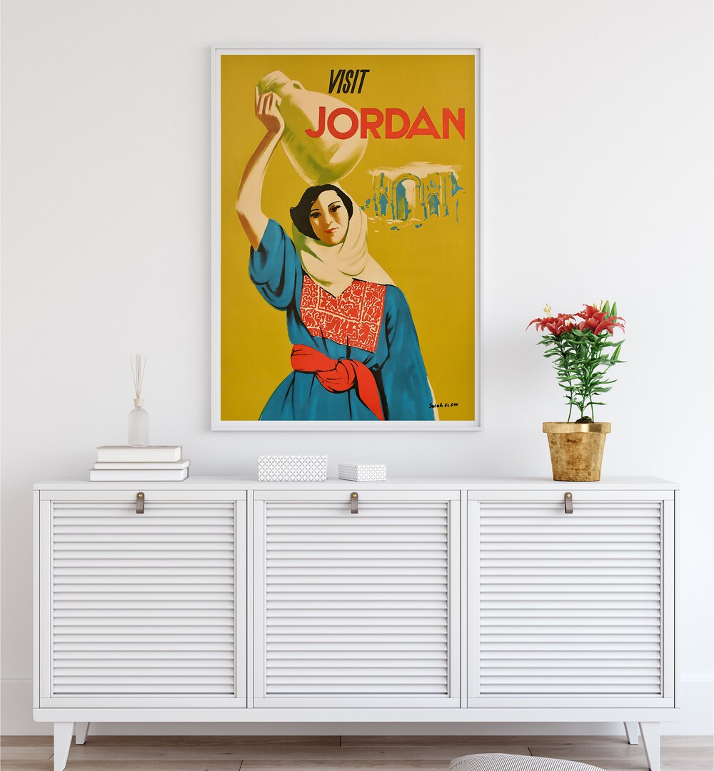 Colorful VISIT JORDAN, VINTAGE TRAVEL POSTERS showcasing Jordan's rich culture and landscapes, perfect for home décor.