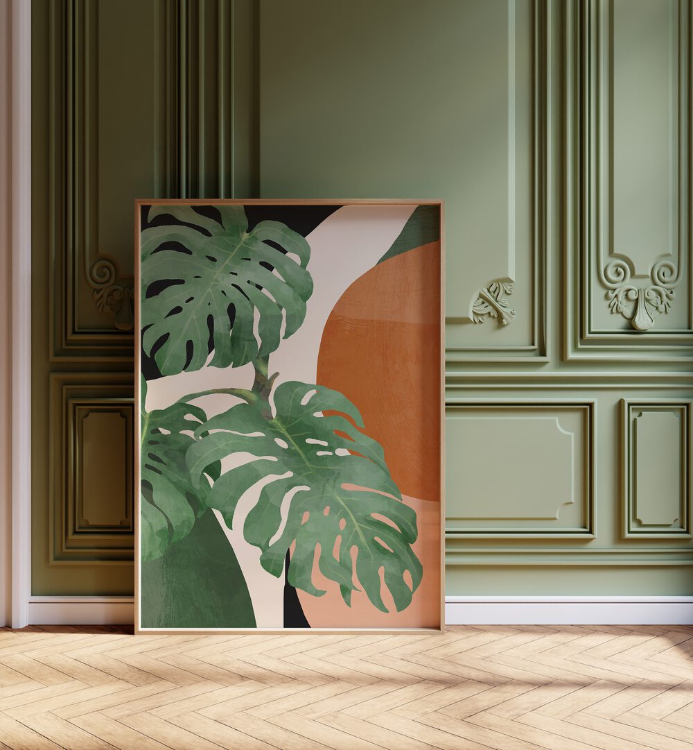 Vibrant TROPICAL LEAVES ABSTRACT ART, BOHO ART PAINTINGS, perfect for enhancing your home decor with natural elegance.