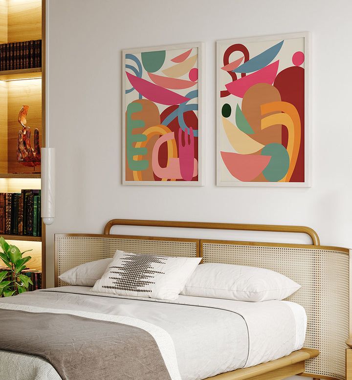 SHAPES IN SYNC , SET OF 2 PAINTINGS