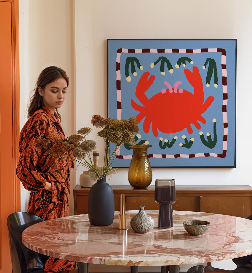 Bright CRAB, KITCHEN POSTERS enhance any culinary space, adding charm for seafood lovers and home cooks alike.
