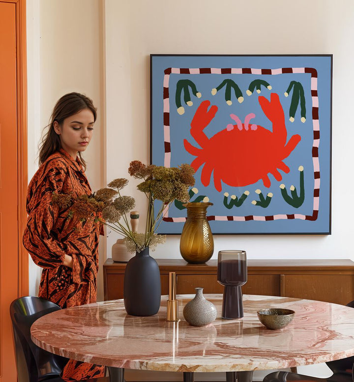 Bright CRAB, KITCHEN POSTERS enhance any culinary space, adding charm for seafood lovers and home cooks alike.