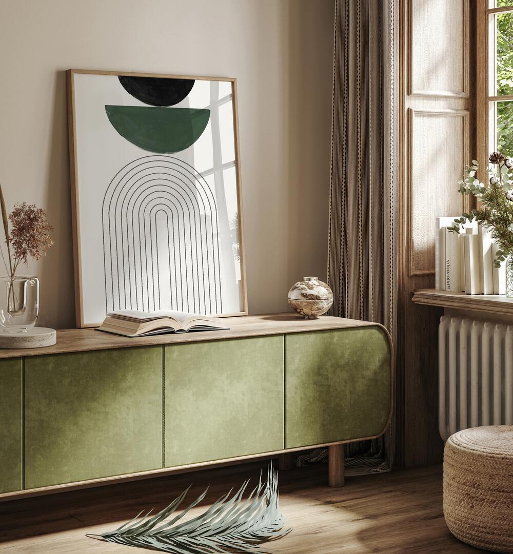 Stylish MID CENTURY MODERN IV, BOHO ART PAINTINGS enhance modern decor with vibrant colors and abstract shapes.