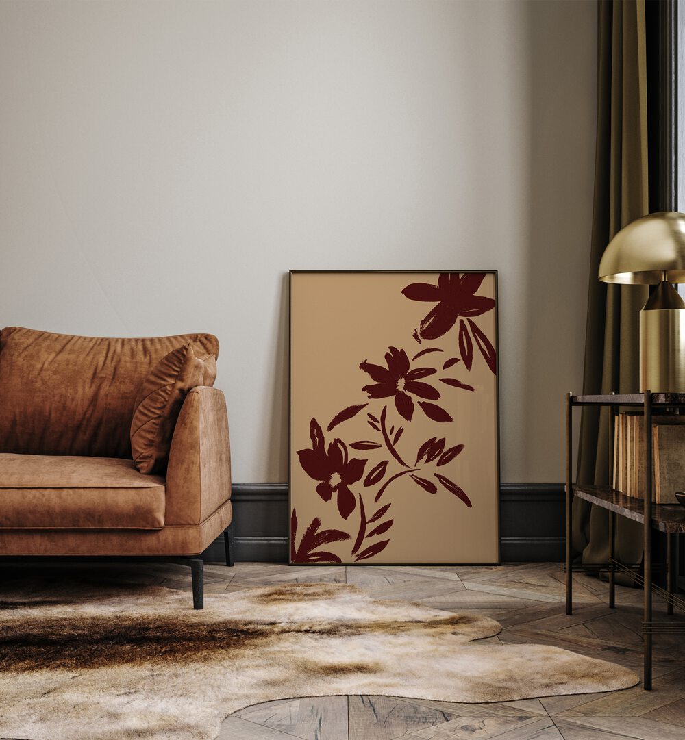 Stylish living room featuring BRUSHSTROKES FLOWERS, FLORAL FLOWER PAINTINGS that elevate modern decor.