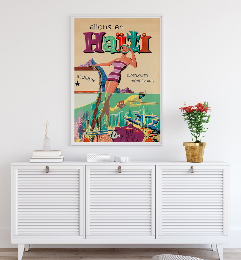 ALLONS EN HAITI, VINTAGE TRAVEL POSTERS bring vibrant Haitian culture to your decor with stunning artwork.