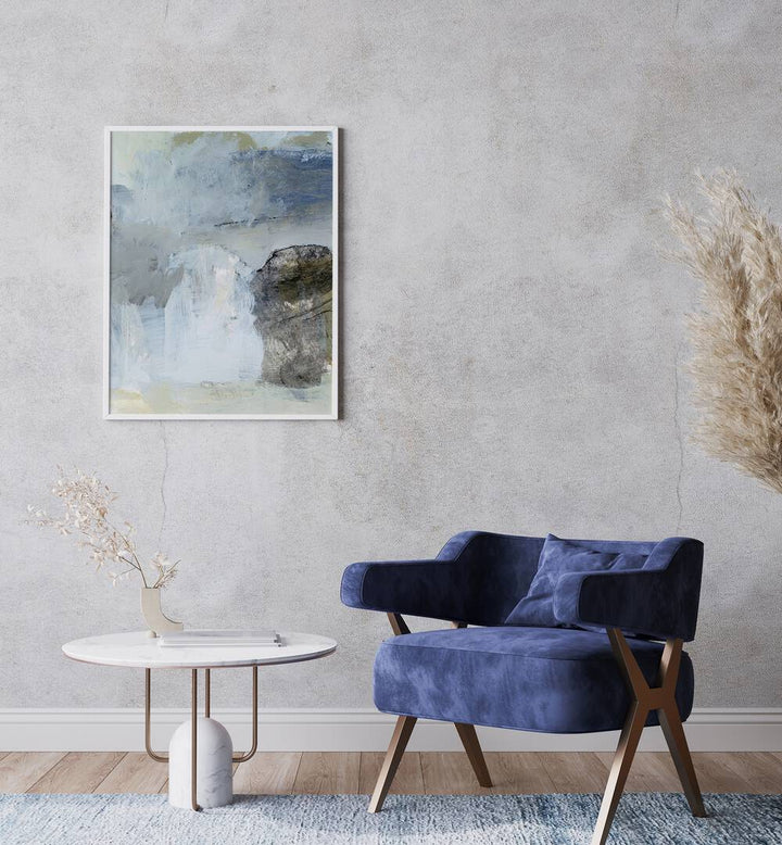 Stunning BLUE, ABSTRACT PAINTINGS by Dan Hobday enhance any modern decor, creating a serene living space.