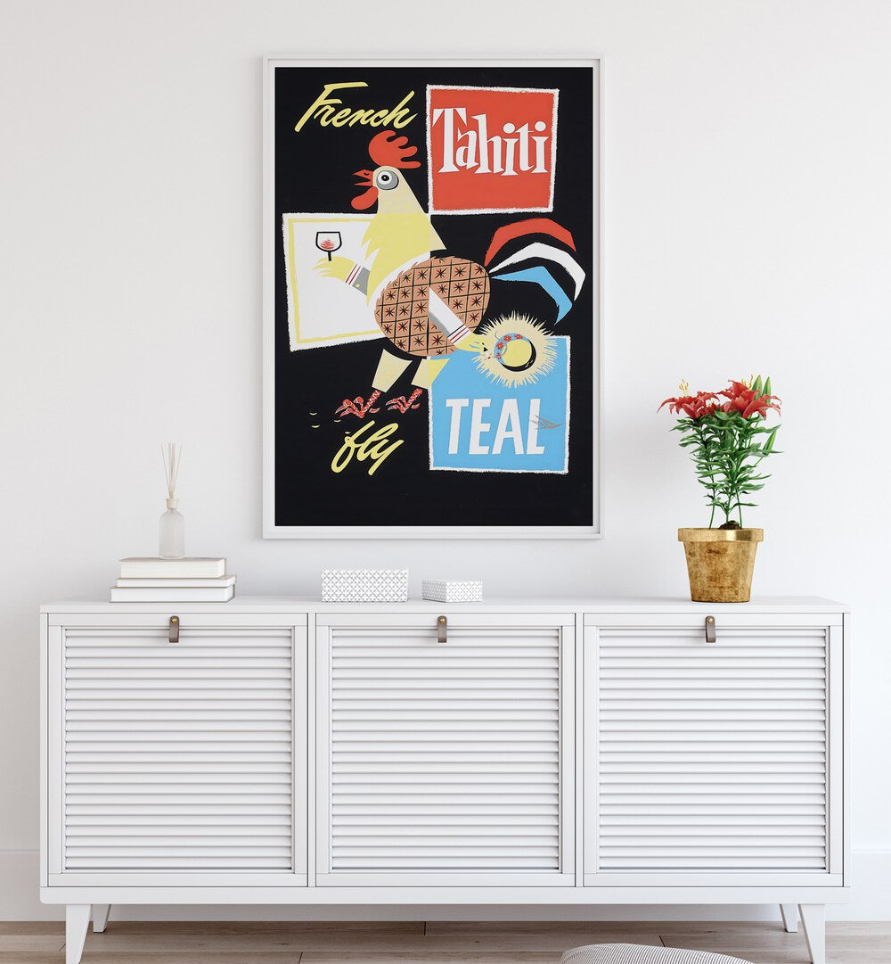 Colorful TAHITI IX, VINTAGE TRAVEL POSTERS bring a vibrant touch to your decor, capturing Tahiti's enchanting beauty.