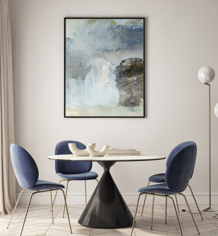 Serene living space featuring BLUE, ABSTRACT PAINTINGS by Dan Hobday, perfect for modern decor.