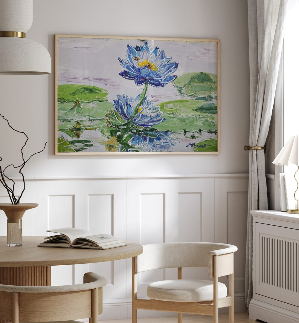 Stunning LOTUS FLOWER CANVAS, FLORAL FLOWER PAINTINGS, adding elegance to modern interiors with vibrant colors.