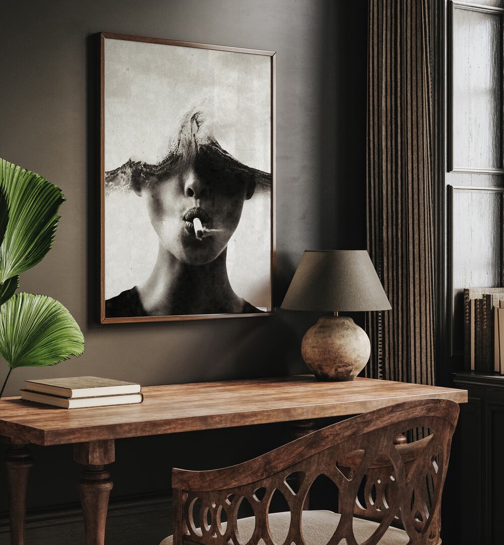 Explore THE SOUND OF WAVES, SURREAL ART PRINTS by Underdott, blending sound and imagery in a captivating home setting.