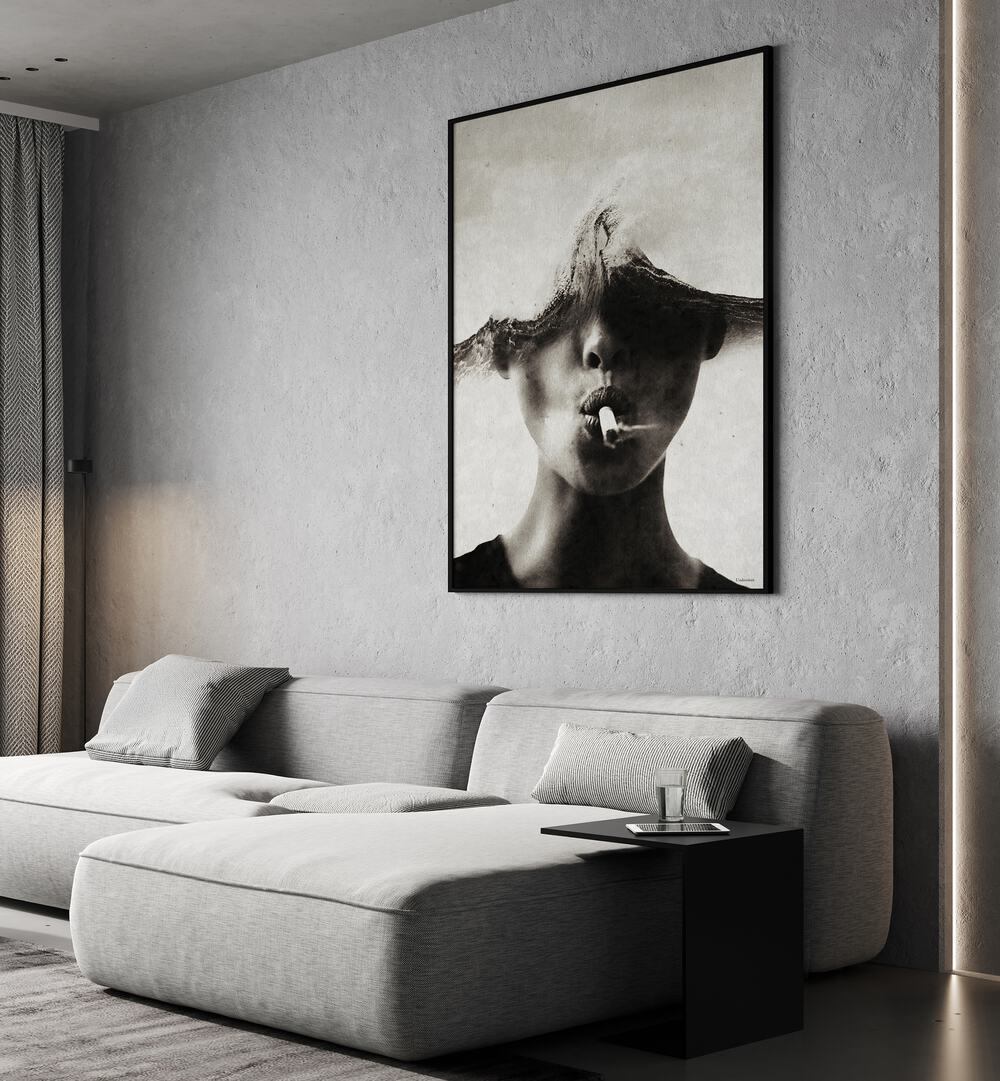 Unique surreal art print, "THE SOUND OF WAVES, SURREAL ART PRINTS," by Underdott, transforms spaces with captivating imagery.