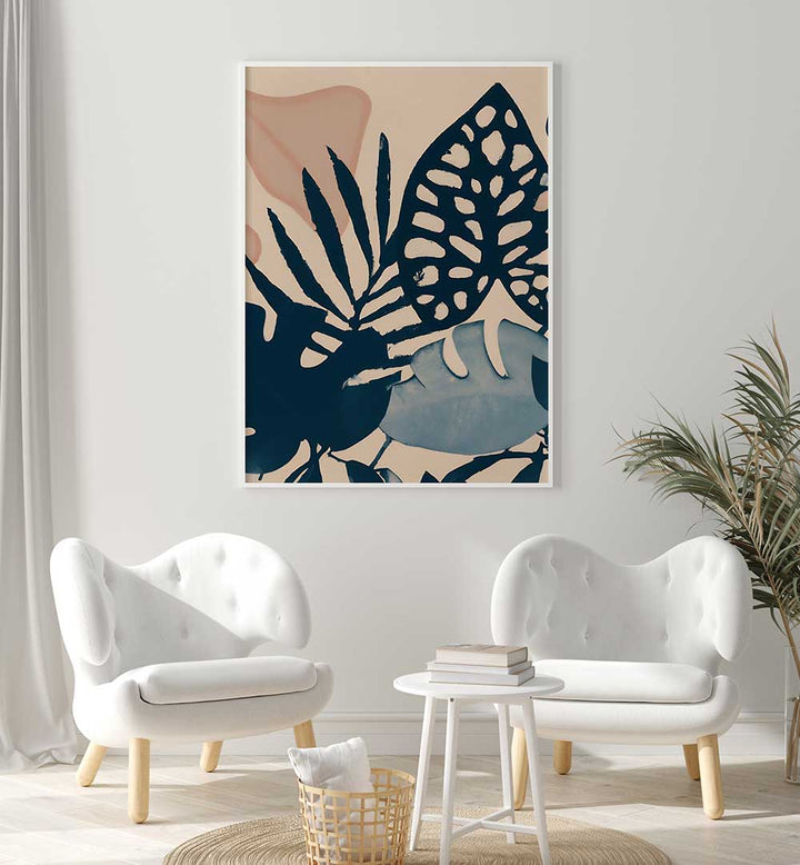 POWDER PINK LEAVES, FLORAL FLOWER PAINTINGS showcasing delicate petals and leaves in a modern living room decor setting.