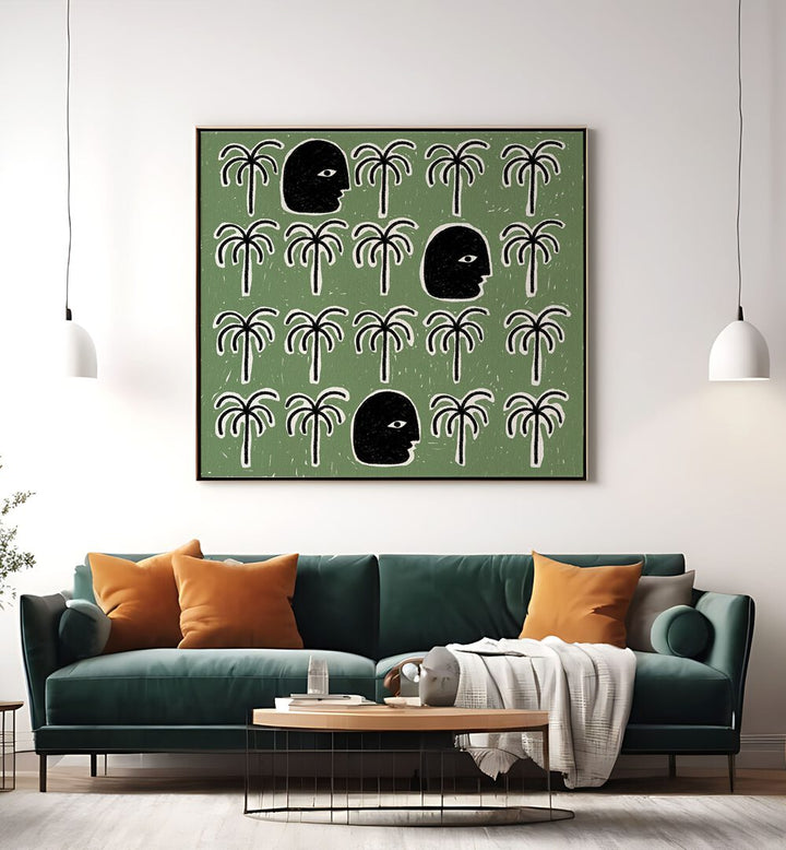 Stylish living room featuring THE SONG OF SPIRITS, BOHO ART PAINTINGS, enhancing tranquility and decor.