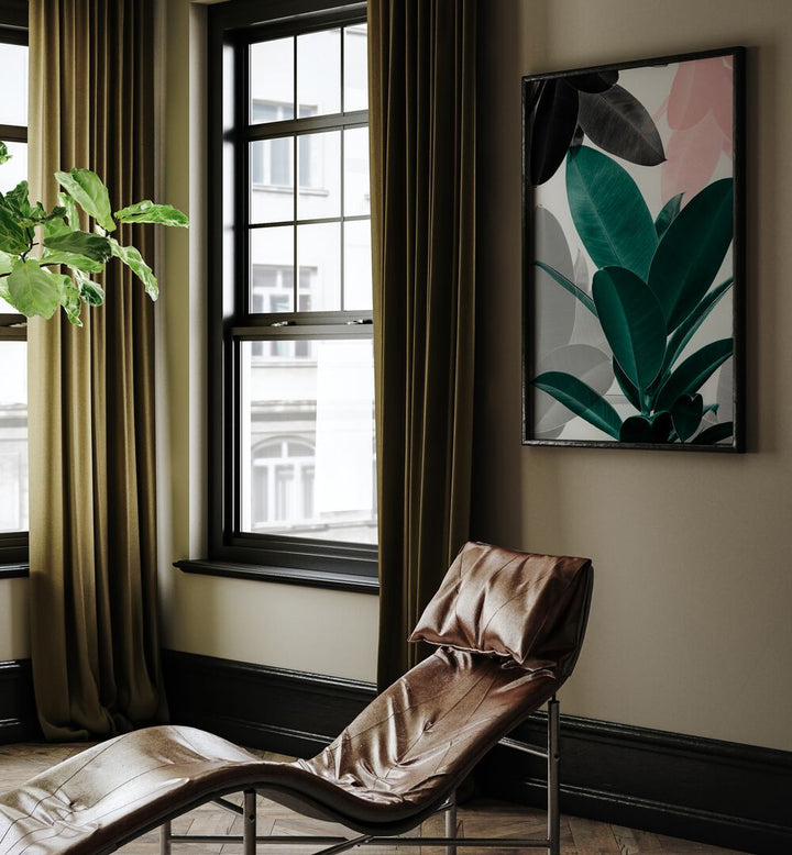 Stylish interior featuring LEAF PLAY, FLORAL FLOWER PAINTINGS, enhancing creativity and beauty in any space.