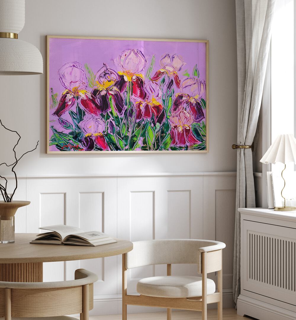 Vibrant LRISOIL ON CANVAS, FLORAL FLOWER PAINTINGS brighten the room with colorful blooms and modern decor.