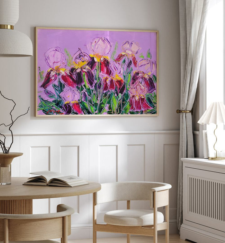 Vibrant LRISOIL ON CANVAS, FLORAL FLOWER PAINTINGS brighten the room with colorful blooms and modern decor.