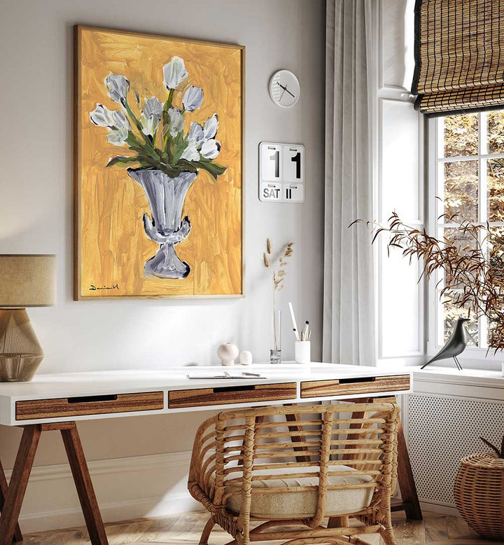 WHITE TULIP , FLORAL FLOWER PAINTINGS