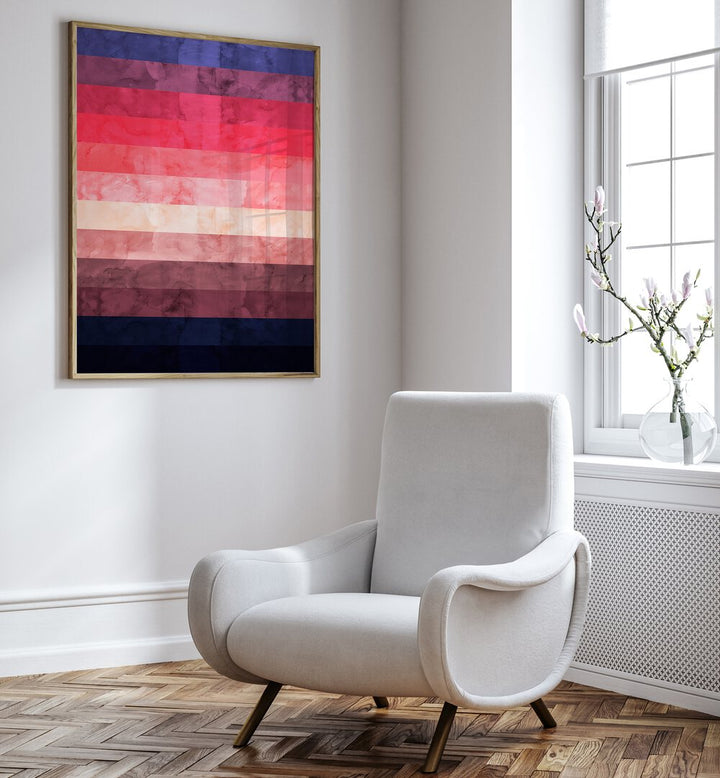 Vibrant EXPRESSIONIST IV, ABSTRACT PAINTINGS adorn a modern room, showcasing dynamic colors and artistic flair.