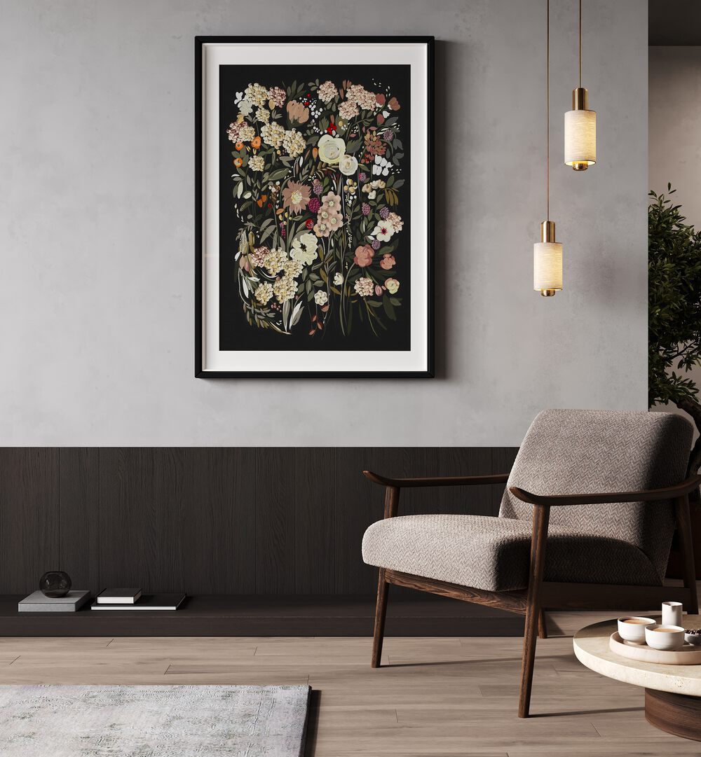 Elegant BLACK BOUQUET, FLORAL FLOWER PAINTINGS enhance decor with rich hues and sophistication for any space.