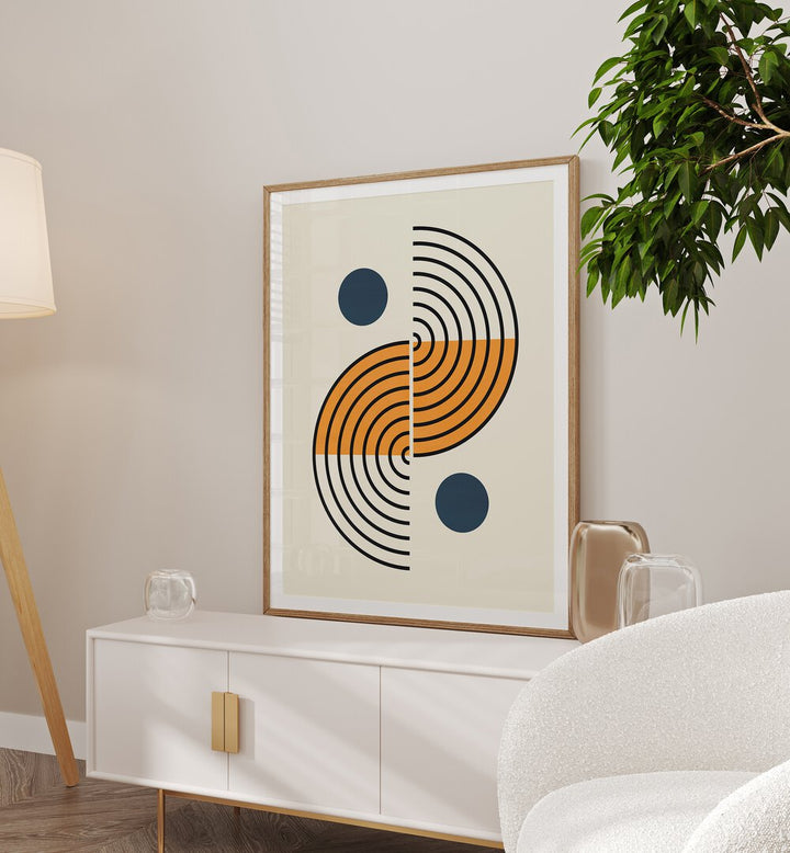 LINES AND CIRCLES VI, BOHO ART PAINTINGS, features modern design elements in a stylish living room setting.