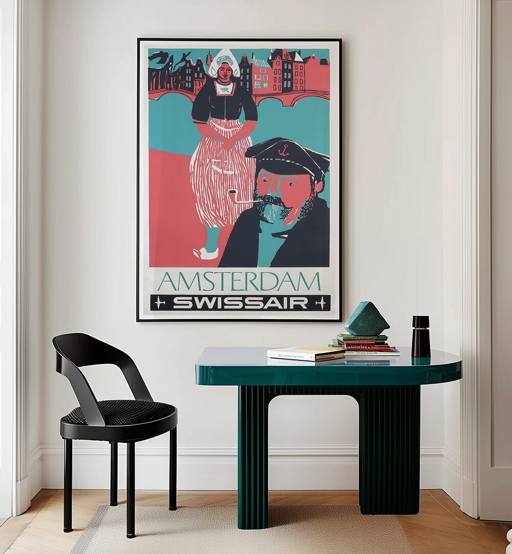 Stylish AMSTERDAM II, VINTAGE TRAVEL POSTERS enhance your space with vibrant art and nostalgic charm.