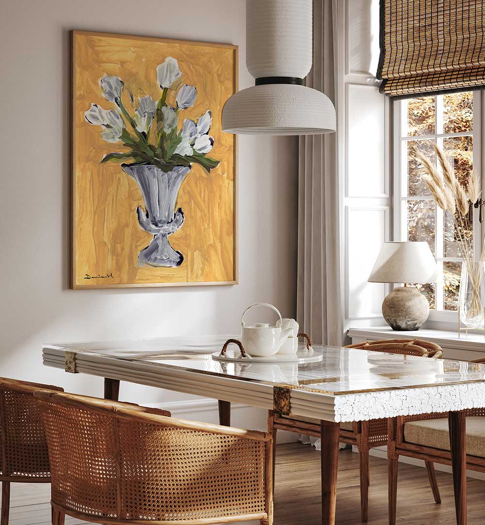 WHITE TULIP , FLORAL FLOWER PAINTINGS