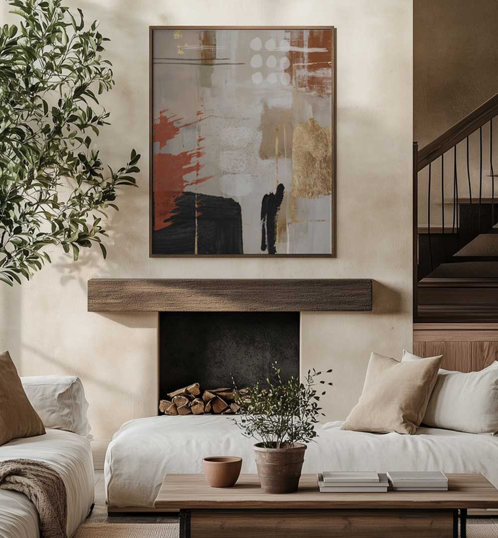 TERRACOTTA CHAOS I , BOHO ART PAINTINGS