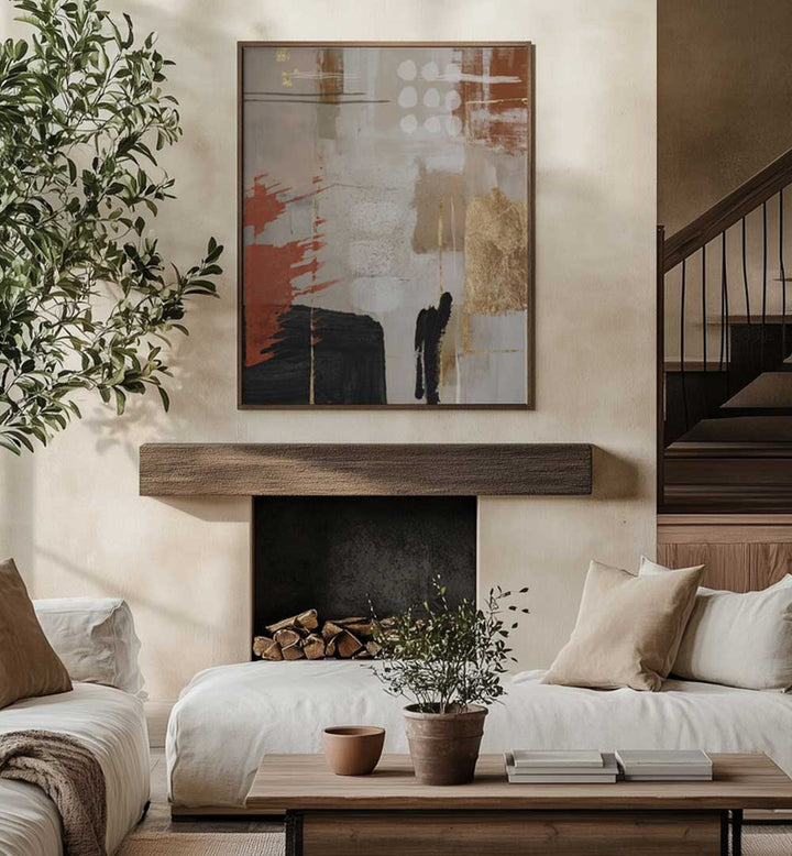 TERRACOTTA CHAOS I , BOHO ART PAINTINGS