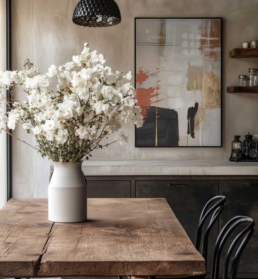 TERRACOTTA CHAOS I , BOHO ART PAINTINGS