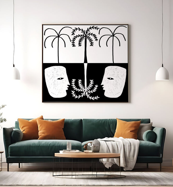 Stylish YEARNING II, BOHO ART PAINTINGS featured in a modern living room, enhancing elegant home decor.