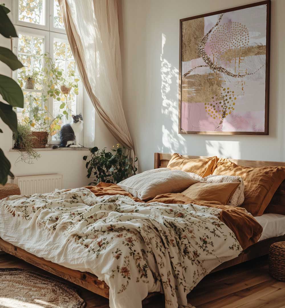 GOLDEN SUNRISE , BOHO ART PAINTINGS