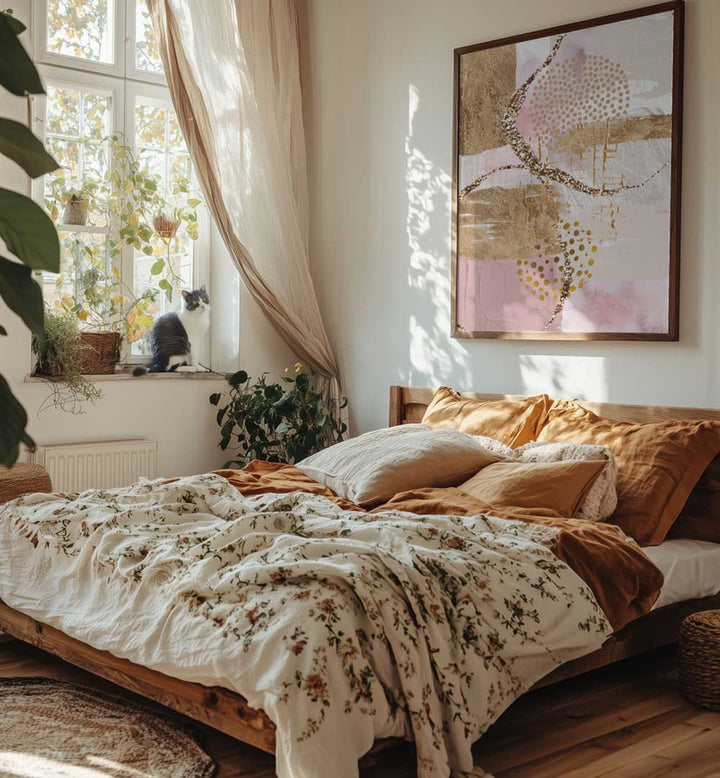 GOLDEN SUNRISE , BOHO ART PAINTINGS