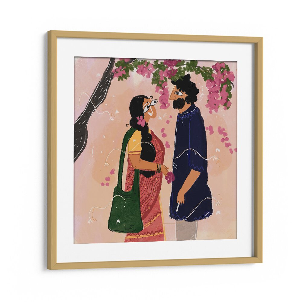 A Bengali Bikel By Shreya Roy Chowdary, Indian Art Paintings Artwork in Oak Wood Frame With Mount