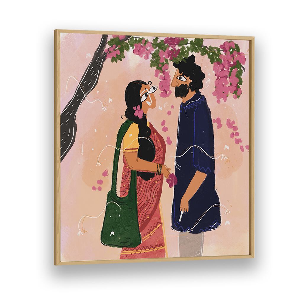 A Bengali Bikel By Shreya Roy Chowdary, Indian Art Paintings Artwork in Oak Wood Plain Frame