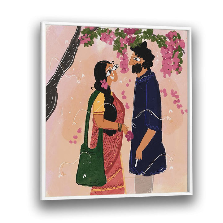 A Bengali Bikel By Shreya Roy Chowdary, Indian Art Paintings Artwork in White Plain Frame
