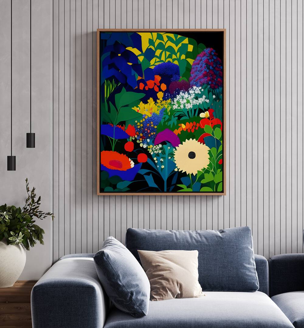 Vibrant floral arrangement in "A BEAUTIFULLY DARK MIND, FLORAL FLOWER PAINTINGS" by Uma Gokhale enhances any space.