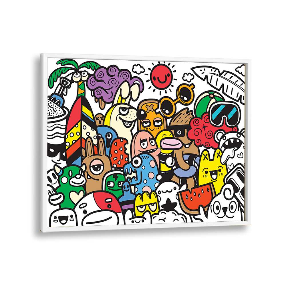 Bright and fun A DAY AT THE BEACH, DOODLE ART PAINTINGS, perfect for adding joy to your living space.