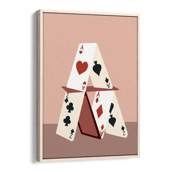 A HOUSE MADE OF CARDS, GAMING POSTERS by Uma Gokhale showcases a playful card structure in a stylish frame.
